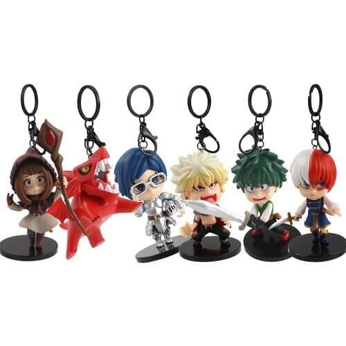 6pcs/set 7.5-10.5cm My Hero Academia Keychains Midoriya Izuku Todoroki Shoto Bakugo Katsuki Pendant Figure Toys