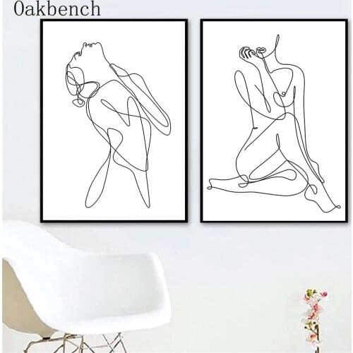 Abstract Poster Minimalist Wall Art Canvas Painting Line Girl Nude Art Print Nordic Wall Pictures For Living Room Home Decor