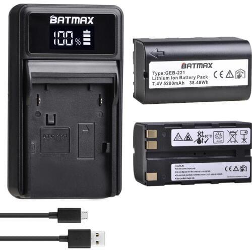 Batmax GEB221 Li-ion battery +Charger for TC1200 TPS1200 GPS900 GRX1200 GS20 PIPER 200 RX900 Piper 100/200 Laser,ATX1200 GPS1200