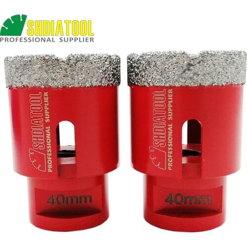 SHDIATOOL 2pcs M14 40mmX10mm Vacuum Brazed Diamond Drilling core Bits Diamond Height 10mm Professional Quality Drill core Bits