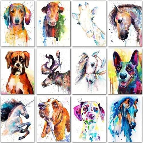 Full Round Diamond embroidery Cross stitch Full Square Diamond mosaic 5D DIY Diamond painting Cartoon dog horse Colorful decor