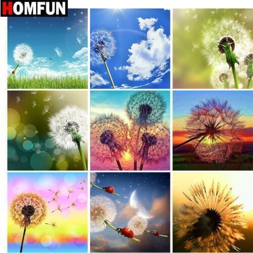 HOMFUN Diamond Painting Full Square/Round Drill 5D DIY "Dandelion landscape" Daimond Embroidery Rhinestone Cross Stitch Decor