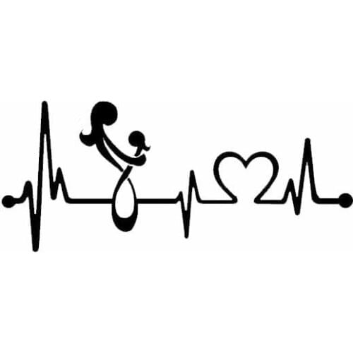 3.8"*9" Mother Mom Loves Daughter Heartbeat Lifeline Monitor Car Decal Sticker Vinyl