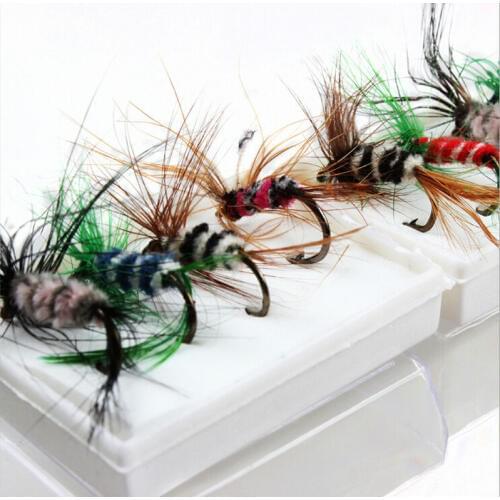 Bionic Caterpillar Lures False Fly Files For Fishing With Hooks 96 Pcs/Pack Artificial Bait Free Shipping