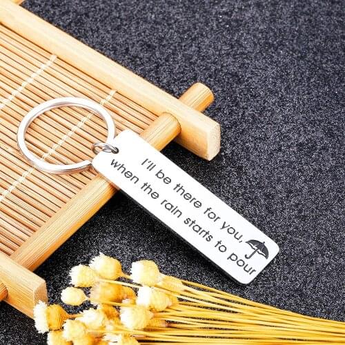 Long Distance Keychains Gift for Him Her Relationship Key Chains I'll Be There for You,when The Rain Starts To Pour BFF Keyring