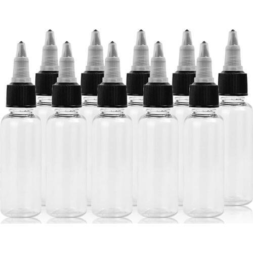 10pcs 30ml Tattoo Ink Bottle Twist Cap Empty Transparent Plastic Tattoo Ink Pigment Clear Bottles For Lotion Shampoo Tattoo Ink