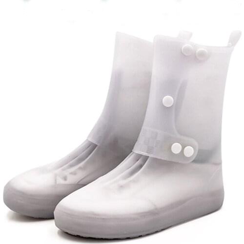 Reusable Shoe Covers PVC Shoe Cover Button High Boots Cover Waterproof Shoes Simplicity Solid Color Rainy Day Shoe Covers