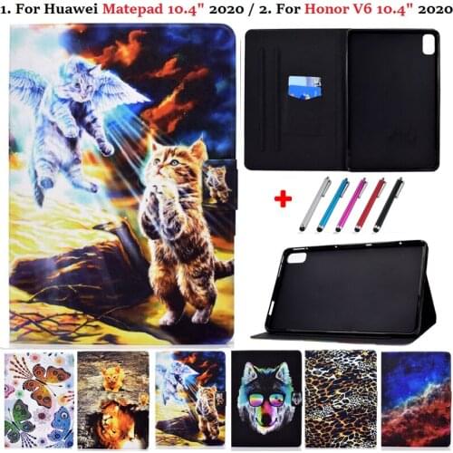 Tablet Case For Huawei Honor V6 10.4 Case 2020 For Huawei Mate pad 10.4 Cover Painted Pu Stand Back Etui For Matepad 10.4 Case