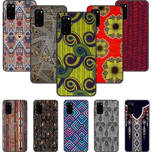 Phone Case For SamSung Galaxy S Note 10 20 7 6 9 8 Plus Edge E Ultra Lite Black Cover Bumper Luxury African style fabric print