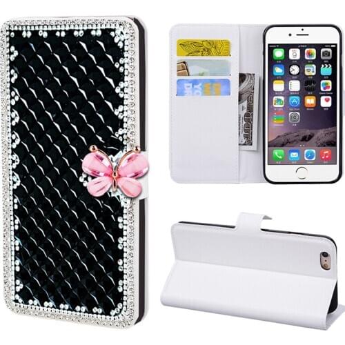 Black Diamond Phone Case for iPhone XS Max XR X Glass Leather Bumper Rhinestone Cover for iPhone 7 8 6s 6 Plus 11 Pro 12 Pro max