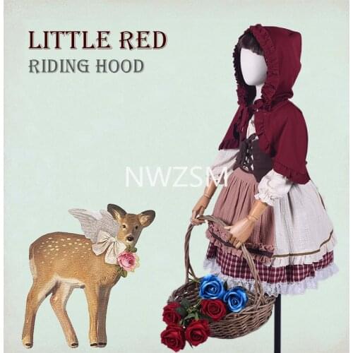 Halloween costume for kids girls fancy dress Children Little Red Riding Hood Cosplay Dress Princess baby party cosplay suit