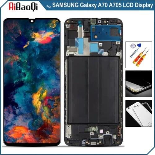 For SAMSUNG Galaxy A70 2019 LCD Display Screen Touch Digitizer Assembly For Galaxy A705F SM-A705M With Frame Replace