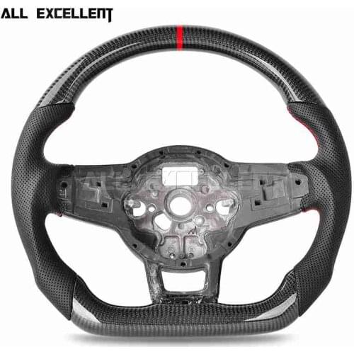 For VW Golf Carbon Fiber Steering Wheel For MK7/MK7.5 GTI/R With Perforated leather with/without Airbag