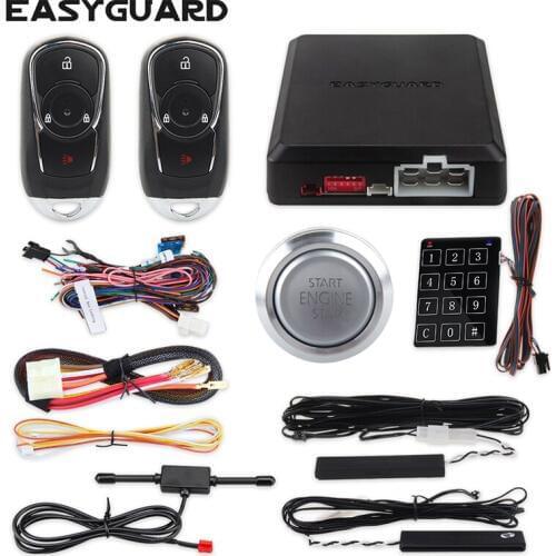 EASYGUARD pke passive keyless entry car alarm remote trunk release remote engine start touch password keypad push button start