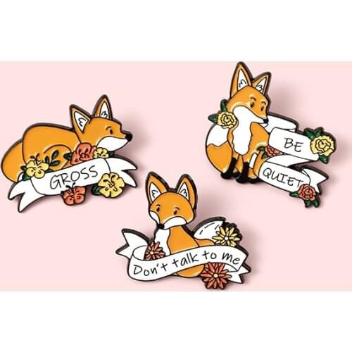 Enamel Pin Badges Fox Brooch For Hat Pins For Backpacks Badge Metal Brooches For Clothing Gifts For Women Jewelry Accessories