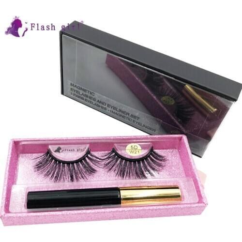 Flash Girl magnetic eyelashes 5D-W21 eyelashes extension mink magnetic eyelashes and eyeliner suit eyelash
