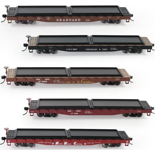 1pc HO Scale 52ft Flat Car 1:87 Flatbed Train Container Carriage Freight Cars C8741P2