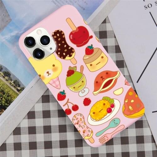 GYKZ Cartoon Food Pattern Phone Case For iPhone 11 Pro 12 XR X XS MAX SE20 7 8 Plus Candy Color Soft Silicone Cover Matte Fundas