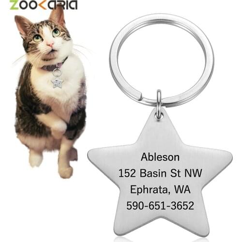 Pensonlized Cat Dog Pet ID Tag Dog Anti-lost Collar Pet Charm Keyring Pet Name Pendant Bone Collar Puppy Cat Collar Accessory