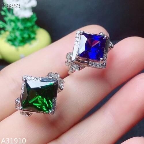 KJJEAXCMY boutique jewelry 925 sterling silver inlaid natural kyanite green crystal stone female ring luxury exaggeration