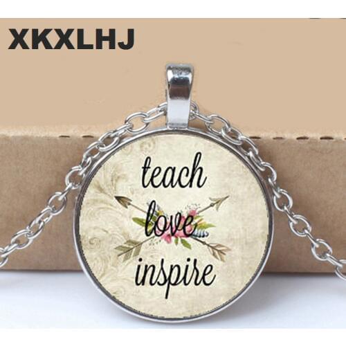 2018 TEACH LOVE INSPIRE,Teacher jewelry,Teach Love Inspire charm,Gift for Teacher,Daycare provider, Teacher charm necklace