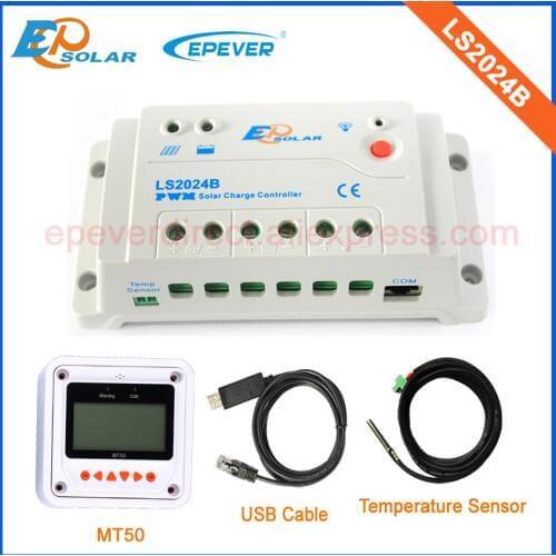 LS2024B 20a 20amp with USB+temperature sensor 12v 24v solar panel controllers EPsolar MT50 remote meter
