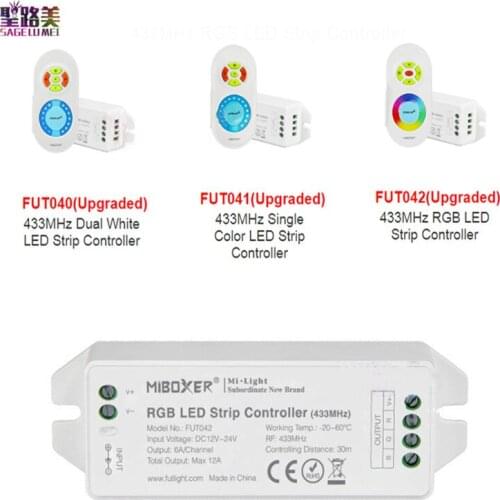 Miboxer New FUT040/FUT041/FUT042 LED Strip Controller 433MHz Single Color/Dual White/RGB DimmableBrightness Adjustable lamp tape