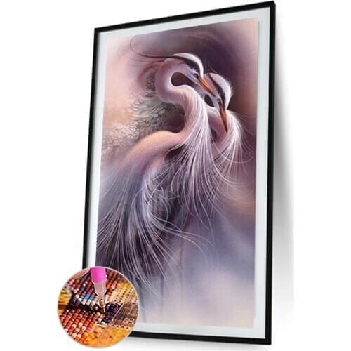 40x80cm Pink Heron Crown 5D DIY Diamond Painting Kits Full Round Drill Wall Picture Handmade Rhinestones Mosaic Craft Home Decor