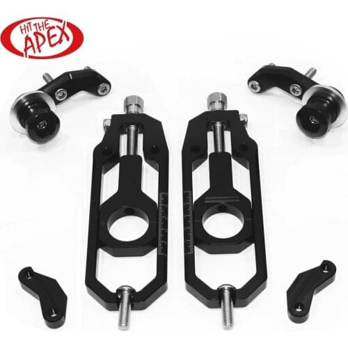 Motorcycle Chain Tensioners Catena Axle Spindle Parts Adjuster kit for Yamaha YZF-R1 2006 R1 With Paddock Bobbins Aluminum CNC