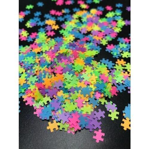 Puzzles Shape Neon Mix Jigsaw Nail Glitter for DIY Decoration Gel Body Art Decorations Makeup Handwork Tumblers Home Resin Decor