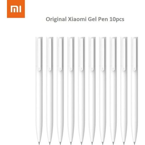 Original Xiaomi Gel Pen 10Pcs 0.5mm Black Refill No Cap Bullet Pen Smooth Switzerland MIKRON Nib OEM Black Blue Ink Durable Pens