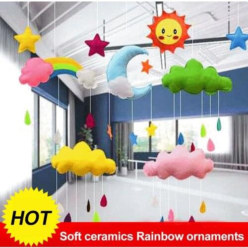 Hanging Ornaments String Nordic Baby Star Moon Clouds Rainbow Water Drops For Children Room Decoration Crib Tent Decoration