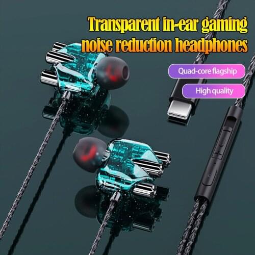 Type C Wired Gaming Earphones Sports Music Headsets High Quality Noise Reduction Bass Stereo Earbuds For IPhone Xiaomi Huawei