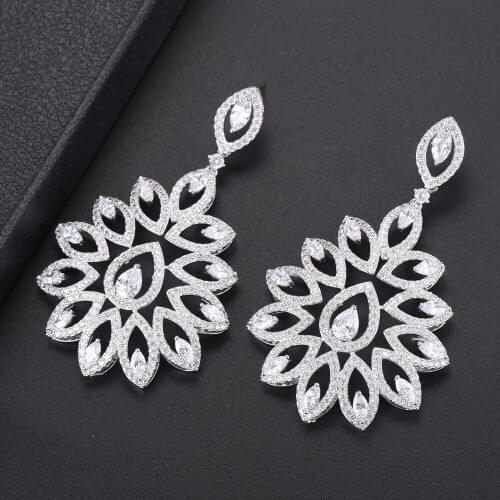 GODKI Super Bohemia Luxury Pendant Earrings Full Mirco Paved Cubic Zircon Bridal Wedding Earring Luxury Baguette CZ Earrings