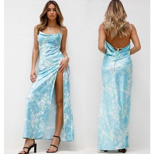 Pink Club Dresses Sexy Party Girl 2021 Women Summer Apparel Printed Sling Elegant Evening Dress Vestido Maxi Aesthetic Dress