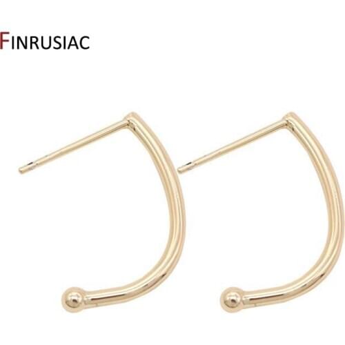 2020 New diy earring jewelry accessories high quality brass metal plated 14k gold simple european semi-curved earrings findings