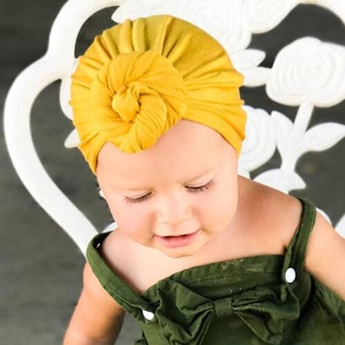New European And American Childrens Donuts Indian Turban Hat Baby Hood Baby Solid Color Knotted Snail Hat Ins Head Bag Hat