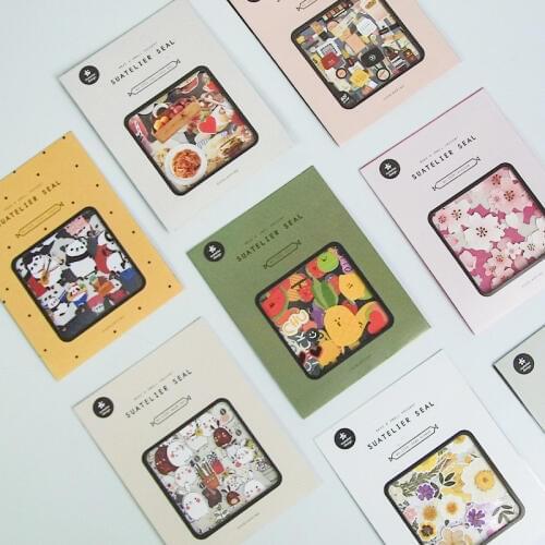 8patterns cute paper stickers scrapbooking stationery sticker bag panda sakura cosmetics foods flower shape