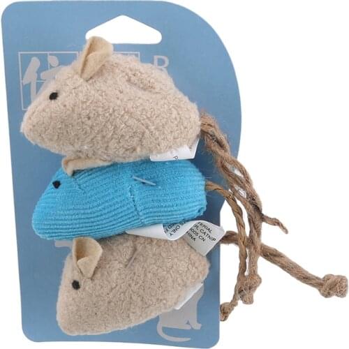Blue/Beige Soft Fleece Mouse Pet Cat Toys Mini Funny Playing Toys For Cats Kitten Pet Supplies