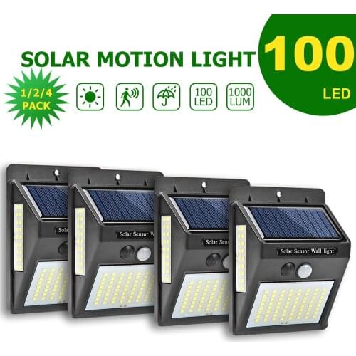 Solar Wall Lamp 100LEDs Motion Sensor LED Wall Light Outdoor Waterproof Solar LED Flood Light Path Street Night Lighting Lamp
