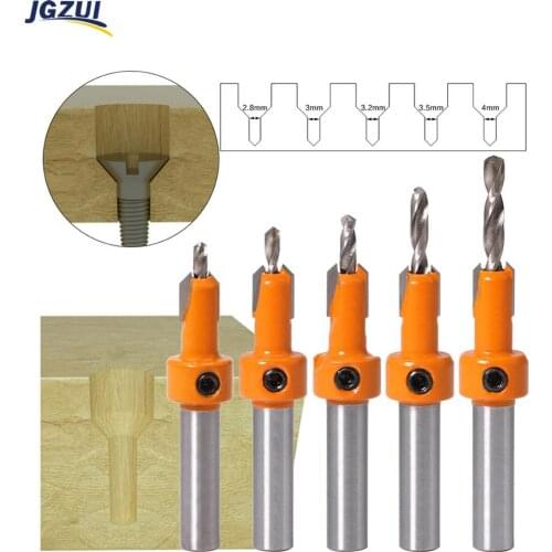 5pcs/set 8mm Shank HSS Drill Bit Woodworking Countersink Router Bit Set Screw Extractor Remon Demolition for Wood Tool