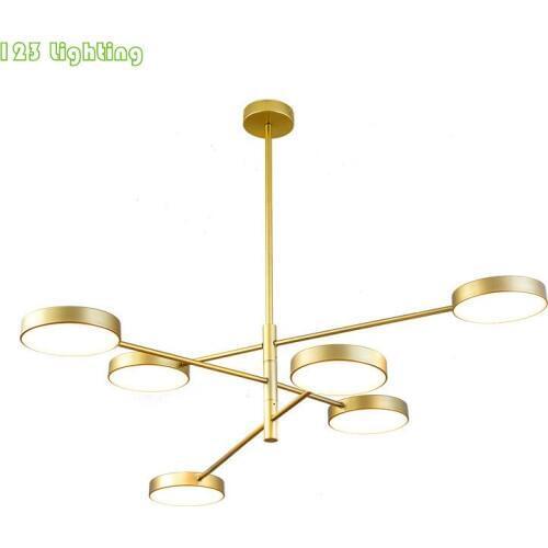Gold/White/Black Living room LED Chandelier Restaurant Hanglamp Loft Bedroom Light Fixtures 6 Heads Concise Nordic Lights