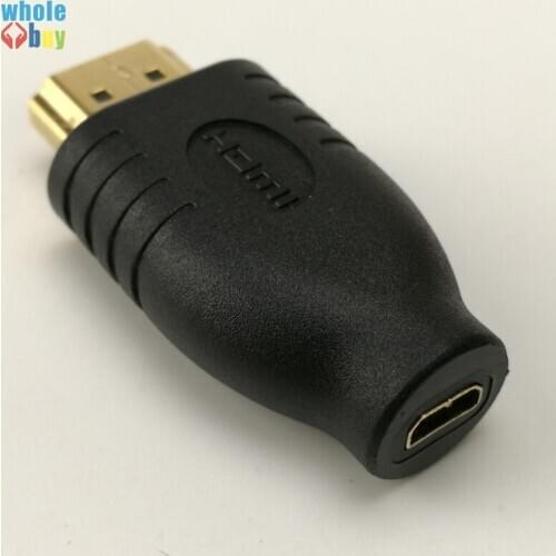 50pcs/lot Universal Standard HDMI Male Type A To Micro HDMI Type D Female Socket Adapter Converter Travel Power Charger Black
