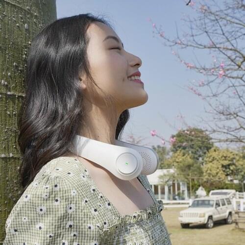 Usb Portable Fan Cooling Fan Hands Free Neck Fan Hanging Rechargeable Mini Sports Fans Portable Cooler Leafless Neckfanc#dg4