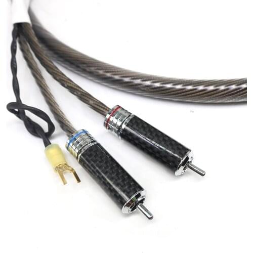 XSSH HIFI Copper Silver-plated Wire 2RCA to 2RCA Male to Male Audio Cable with U spade plug Signal Connection RCA Audio Wire