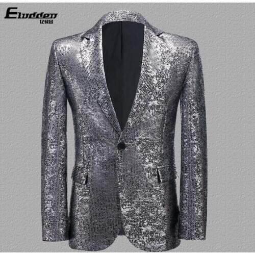 Bright silk blazer men suits designs jacket mens stage costumes for singers clothes dance star style dress masculino homme