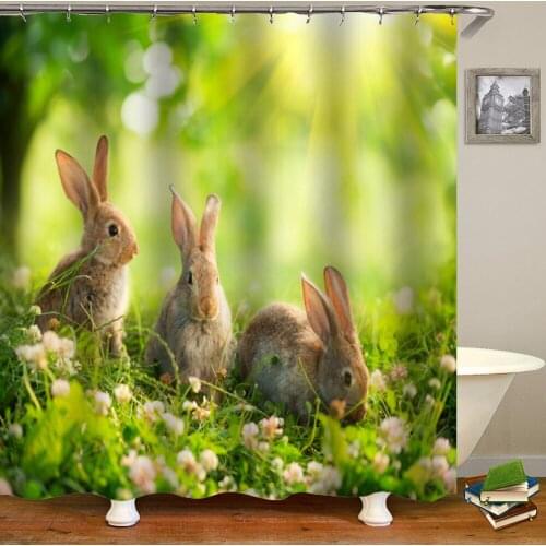 Easter Rabbit Egg 3D Printing Bathroom Curtains Set Waterproof Fabric Bathtub Home Decor Shower Curtain Polyester Bath Screens