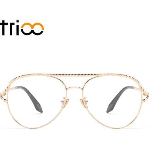 TRIOO Ladies Clear Glasses Gold Fashion Frame Eyewear Women Transparent Frame For Spectacles Special Designer Spiral Eye Glasses