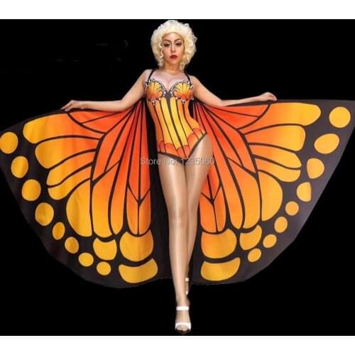 Drag Queen Costumes Butterfly Burning Man Bodysuit Jumpsuit Celebrity Singer Stage Runway Women Outfit Birthday Party Wear