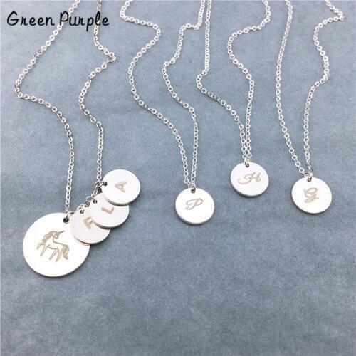 925 Silver Coins Necklace Handmade Jewelry Letter Name Chocker Mom Pendants Boho Kolye Necklace for Women